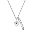 thumbnail image 1 of Delight Jewelry Silvertone Large February - Purple Crystal Heart Silvertone Courage Strength Wisdom Honesty Bar Charm Necklace, 23", 1 of 4