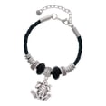 thumbnail image 1 of Delight Jewelry Silvertone Large Filigree Frog Granddaughter Celtic Knot Leather Bead Bracelet, 7"+2" Extender, 1 of 4