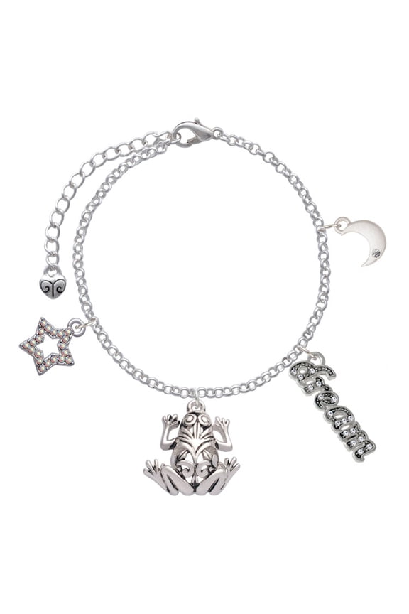 Silvertone Large Filigree Frog Silvertone Dream Big Charm Bracelet, 7.5+2" Extender