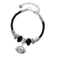 thumbnail image 1 of Delight Jewelry Silvertone Large Football Lil Sister Celtic Knot Leather Bead Bracelet, 7"+2" Extender, 1 of 4
