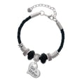 thumbnail image 1 of Delight Jewelry Silvertone Large ''Godmother'' Heart with Clear Crystal Mother Celtic Knot Leather Bead Bracelet, 7"+2" Extender, 1 of 1