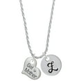 thumbnail image 1 of Delight Jewelry Silvertone Large ''Godmother'' Heart with Clear Crystal Silvertone Script Initial Disc - Z - Charm Necklace, 20"+3", 1 of 4