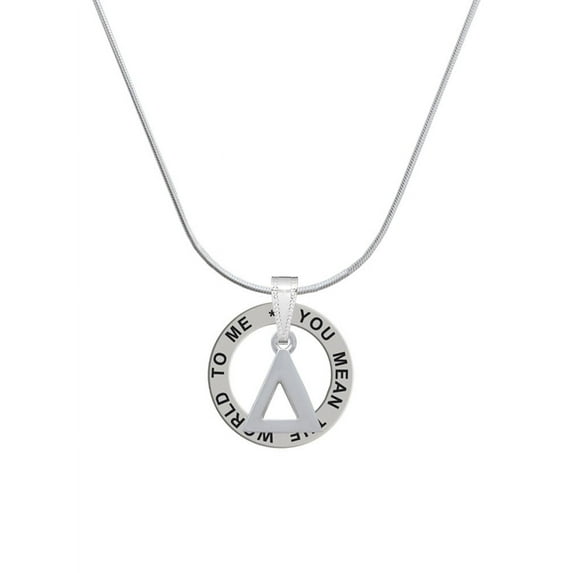 Delight Jewelry Silvertone Large Greek Letter - Delta - Silver-tone You Mean the World to Me Ring Necklace, 18"