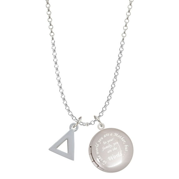 Delight Jewelry Silvertone Large Greek Letter - Delta - To the World You are a Mother Locket Necklace