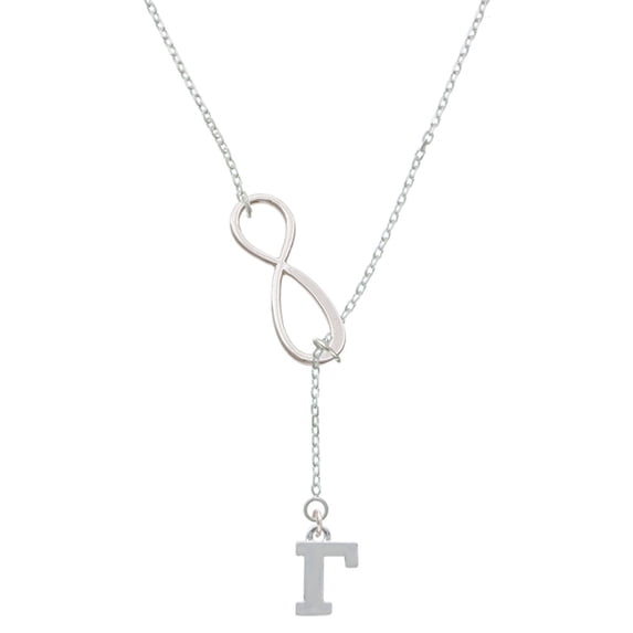 Delight Jewelry Silvertone Large Greek Letter - Gamma - Silver tone Elegant Infinity Lariat Necklace