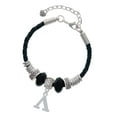 thumbnail image 1 of Delight Jewelry Silvertone Large Greek Letter - Lambda - Godmother Celtic Knot Leather Bead Bracelet, 7"+2" Extender, 1 of 4