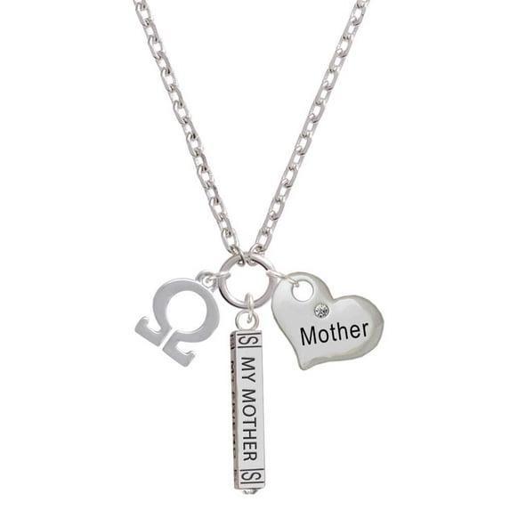 Delight Jewelry Silvertone Large Greek Letter - Omega - Always My Mother Bar Zoe Necklace
