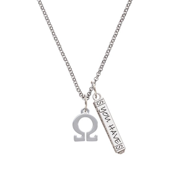 Delight Jewelry Silvertone Large Greek Letter - Omega - Silvertone Live the Life You Have Imagined Bar Charm Necklace, 23"