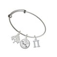 thumbnail image 1 of Delight Jewelry Silvertone Large Greek Letter - Pi - Silvertone Let Things Go Tree Charm Bangle Bracelet, 1 of 4