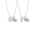 thumbnail image 1 of Delight Jewelry Silvertone Large Greek Letter - Psi - Mother & Daughter Heart Necklaces (Set of 2), 19"+2", 1 of 4