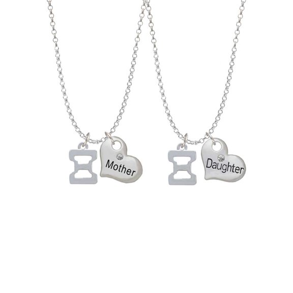 Delight Jewelry Silvertone Large Greek Letter - Xi - Mother & Daughter Heart Necklaces (Set of 2), 19"+2"