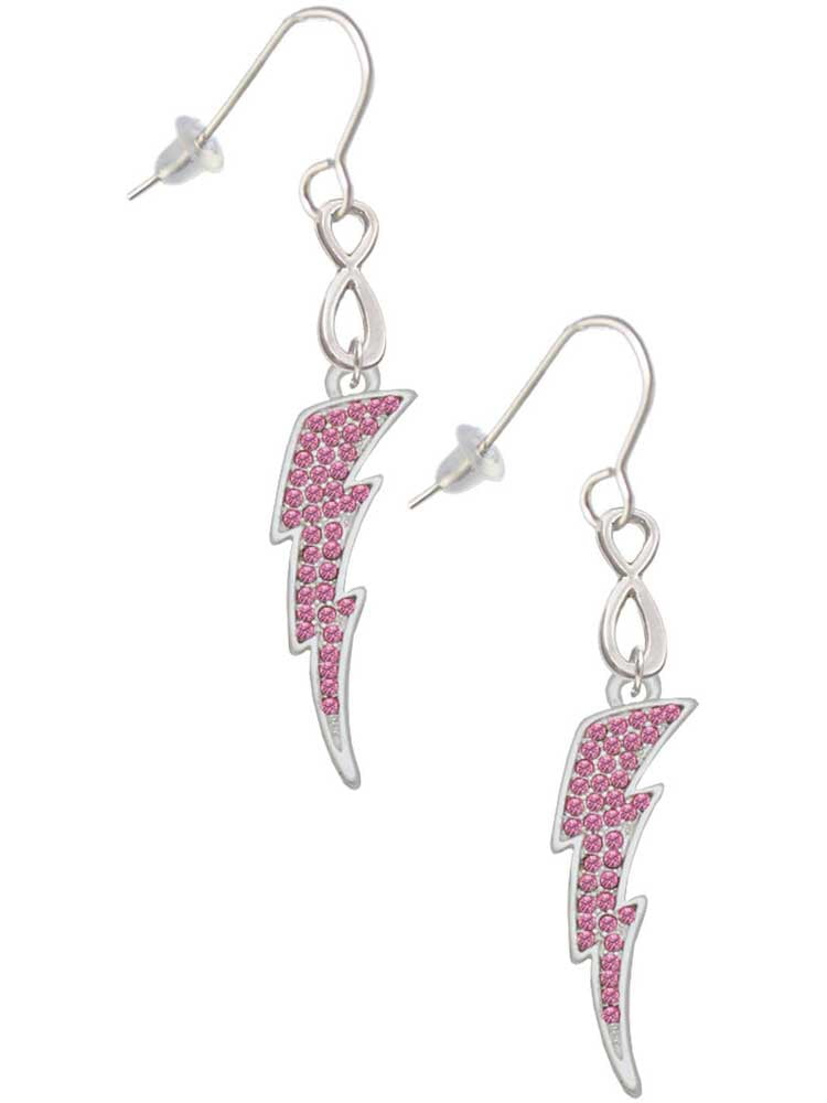 Delight Jewelry Silvertone Large Hot Pink Crystal Lightning Bolt