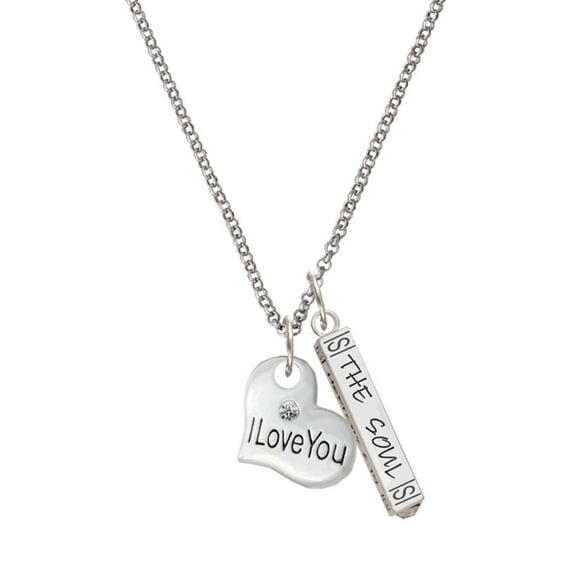 Delight Jewelry Silvertone Large I Love You Heart Silvertone Hope Anchors the Soul Bar Charm Necklace, 23"