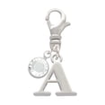 thumbnail image 1 of Delight Jewelry Silvertone Large Initial - A - - Silvertone Clip on Charm with Clear Crystal Drop, 1 of 4