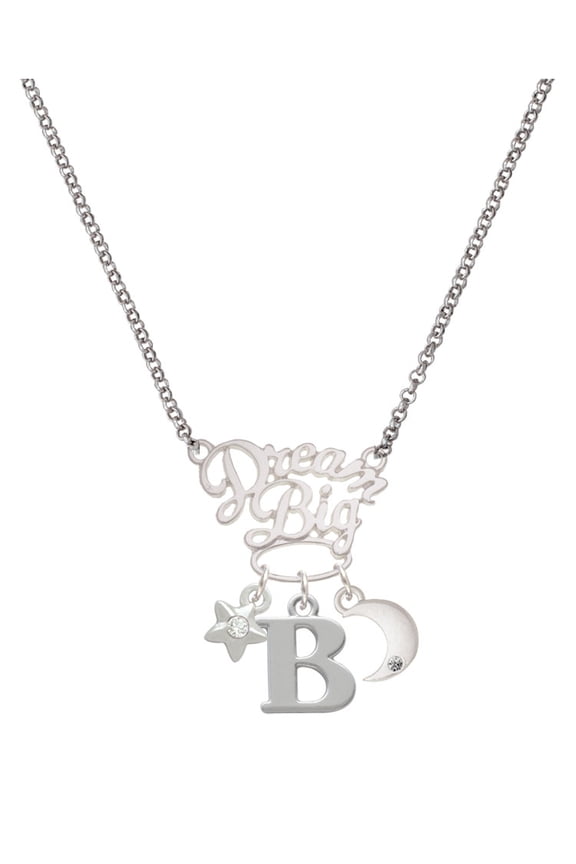 Silvertone Large Initial - B - Silvertone Dream Big Pendant Necklace, 25"