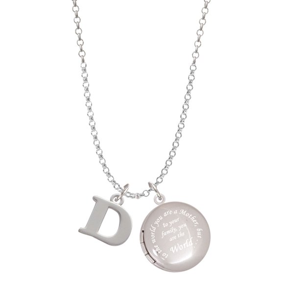 Delight Jewelry Silvertone Large Initial - D - To the World You are a Mother Locket Necklace