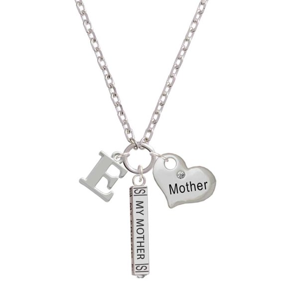 Delight Jewelry Silvertone Large Initial - E - Always My Mother Bar Zoe Necklace