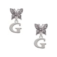 thumbnail image 1 of Delight Jewelry Silvertone Large Initial - G - Silvertone Antiqued Butterfly Post Earrings, 1 of 4