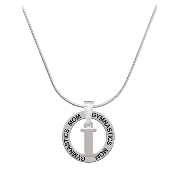 Delight Jewelry Silvertone Large Initial - I - Gymnastics Mom Ring Charm Necklace, 18"