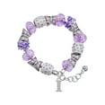 thumbnail image 1 of Delight Jewelry Silvertone Large Initial - I - Purple Butterfly Bead Charm Bracelet, 7"+1" Extender, 1 of 1