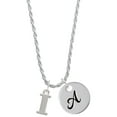 thumbnail image 1 of Delight Jewelry Silvertone Large Initial - I - Silvertone Script Initial Disc - A - Charm Necklace, 20"+3", 1 of 4