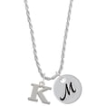 thumbnail image 1 of Delight Jewelry Silvertone Large Initial - K - Silvertone Script Initial Disc - M - Charm Necklace, 20"+3", 1 of 4