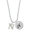 thumbnail image 1 of Delight Jewelry Silvertone Large Initial - N - Silvertone Script Initial Disc - A - Charm Necklace, 20"+3", 1 of 4