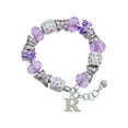 thumbnail image 1 of Delight Jewelry Silvertone Large Initial - R - Purple Butterfly Bead Charm Bracelet, 7"+1" Extender, 1 of 1