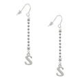 thumbnail image 1 of Delight Jewelry Silvertone Large Initial - S - Silver-tone Long Sparkle Dangle French Earrings, 1 of 4