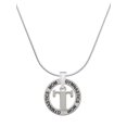 thumbnail image 1 of Delight Jewelry Silvertone Large Initial - T - Gymnastics Mom Ring Charm Necklace, 18", 1 of 4