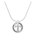 thumbnail image 1 of Delight Jewelry Silvertone Large Initial - T - Gymnastics Ring Charm Necklace, 18", 1 of 4