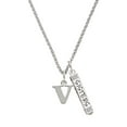 thumbnail image 1 of Delight Jewelry Silvertone Large Initial - V - Silvertone Sisters Best Friends Forever Bar Charm Necklace, 23", 1 of 4