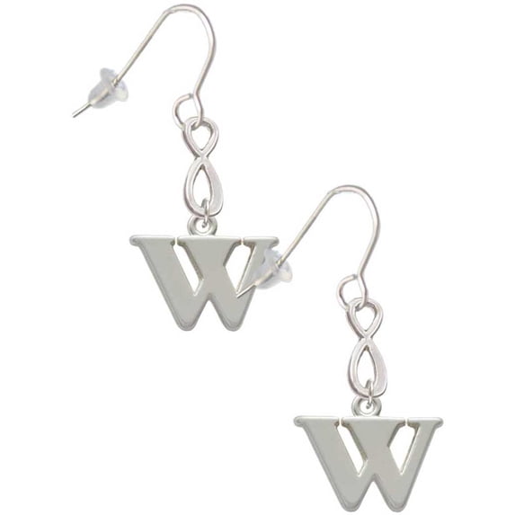 Delight Jewelry Silvertone Large Initial - W - Silver tone Infinity French Earrings