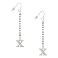 thumbnail image 1 of Delight Jewelry Silvertone Large Initial - X - Silver-tone Long Sparkle Dangle French Earrings, 1 of 4