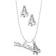 thumbnail image 1 of Delight Jewelry Silvertone Large ''It's a Girl'' Silver tone Zig Zag Christmas Tree Charm Necklace and Stud Earrings, 1 of 4