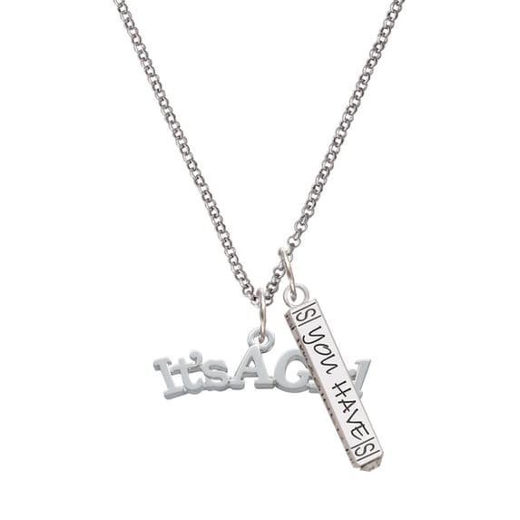 Delight Jewelry Silvertone Large ''It's a Girl'' Silvertone Live the Life You Have Imagined Bar Charm Necklace, 23"