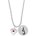 thumbnail image 1 of Delight Jewelry Silvertone Large January - Maroon Crystal Heart Silvertone Script Initial Disc - J - Charm Necklace, 20"+3", 1 of 4