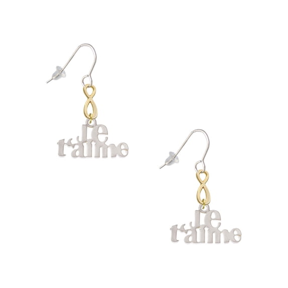 Delight Jewelry Silvertone Large Je T'aime Gold Tone Infinity French Earrings
