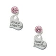 thumbnail image 1 of Delight Jewelry Silvertone Large Jesus Loves You Heart Pink Crystal Clip on Earrings, 1 of 5