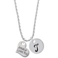 thumbnail image 1 of Delight Jewelry Silvertone Large Jesus Loves You Heart Silvertone Script Initial Disc - T - Charm Necklace, 20"+3", 1 of 4