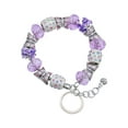thumbnail image 1 of Delight Jewelry Silvertone Large Karma Ring Purple Butterfly Bead Charm Bracelet, 7"+1" Extender, 1 of 5