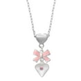 thumbnail image 1 of Delight Jewelry Silvertone Large Light Pink Crystal Heart Pink Bow Heart Necklace, 1 of 4