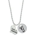 thumbnail image 1 of Delight Jewelry Silvertone Large Lord Guide Me Heart Silvertone Script Initial Disc - G - Charm Necklace, 20"+3", 1 of 4