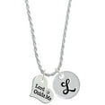 thumbnail image 1 of Delight Jewelry Silvertone Large Lord Guide Me Heart Silvertone Script Initial Disc - L - Charm Necklace, 20"+3", 1 of 4