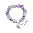 thumbnail image 1 of Delight Jewelry Silvertone Large Maid of Honor Heart Purple Butterfly Bead Charm Bracelet, 7"+1" Extender, 1 of 5