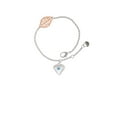 thumbnail image 1 of Delight Jewelry Silvertone Large March - Hot Blue Crystal Heart - Rose Goldtone Leaf Delicate Bracelet, 6.25+1.75", 1 of 4