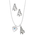thumbnail image 1 of Delight Jewelry Silvertone Large March - Hot Blue Crystal Heart Silver tone Zig Zag Christmas Tree Charm Necklace and Stud Earrings, 1 of 4