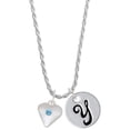 thumbnail image 1 of Delight Jewelry Silvertone Large March - Hot Blue Crystal Heart Silvertone Script Initial Disc - Y - Charm Necklace, 20"+3", 1 of 4