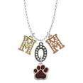 thumbnail image 1 of Delight Jewelry Silvertone Large Maroon Paw Multi-Colored Crystal Mom Charm Necklace, 1 of 5