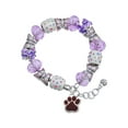 thumbnail image 1 of Delight Jewelry Silvertone Large Maroon Paw Purple Butterfly Bead Charm Bracelet, 7"+1" Extender, 1 of 1